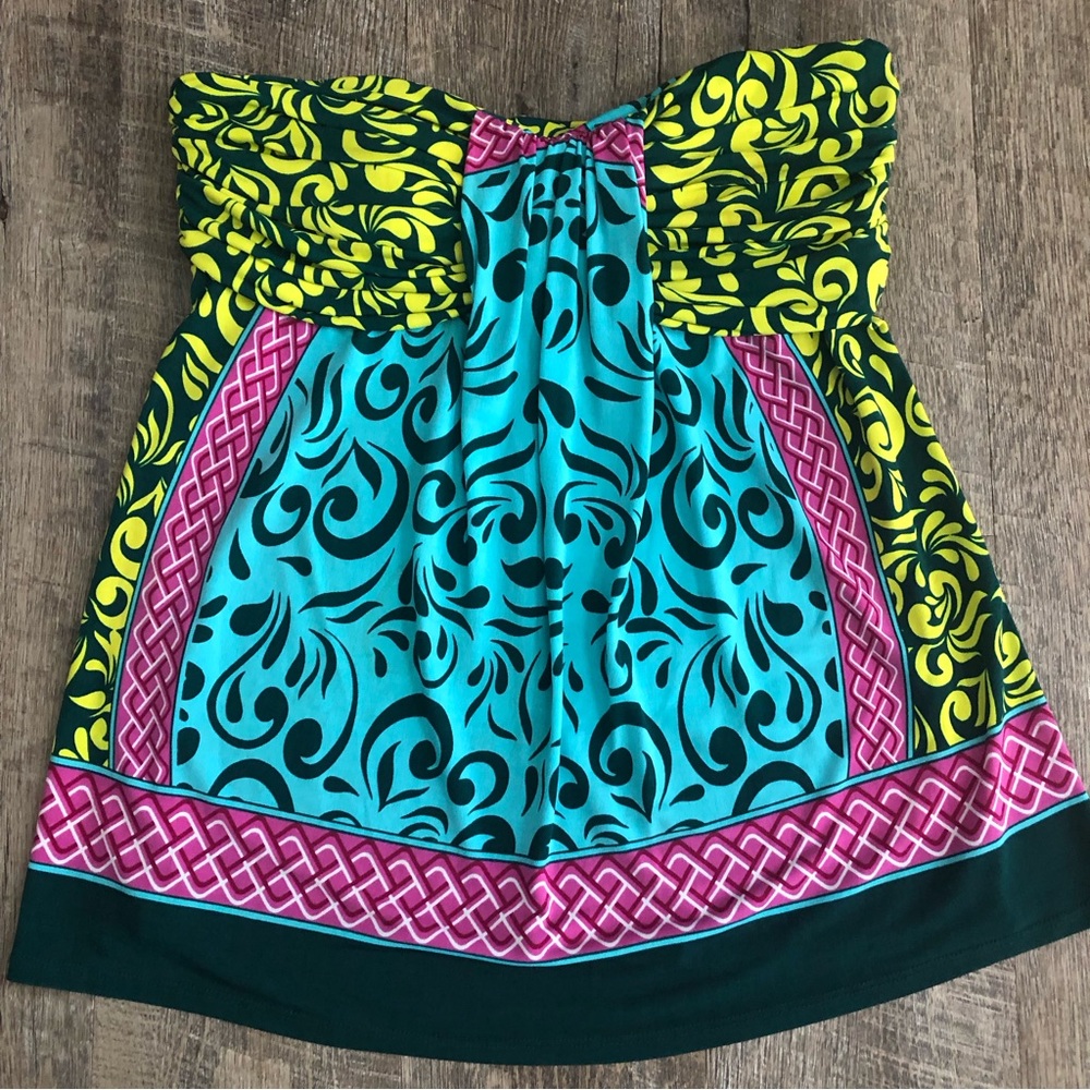 Karlie Multicolored Strapless Top Size Medium - image 1